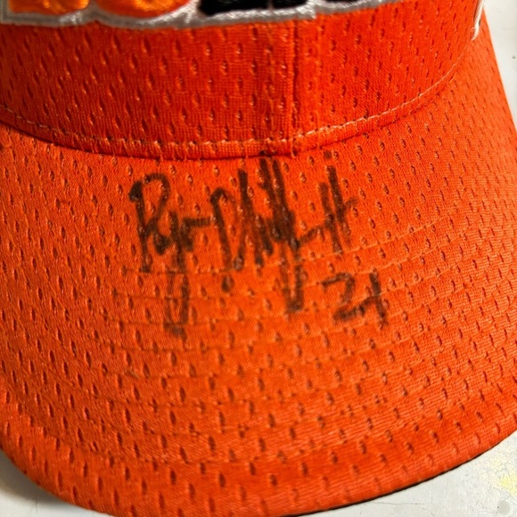 Reebok CFL BC Lions football signed #21 orange brimmed mesh baseball hat cap - Picture 7 of 12